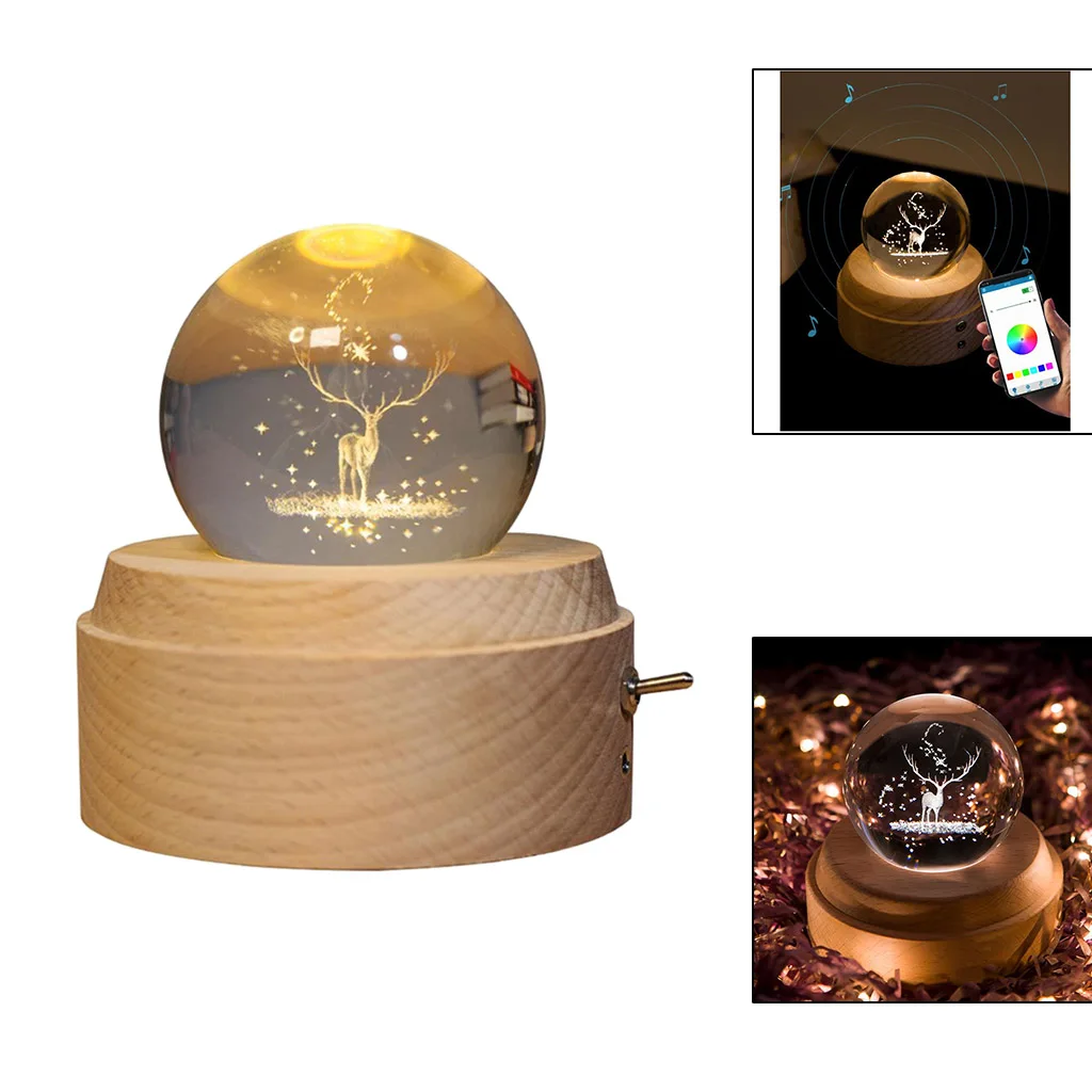 

Crystal Ball Globe Glass Music Box USB Rotating Projection Lights Kid Gifts