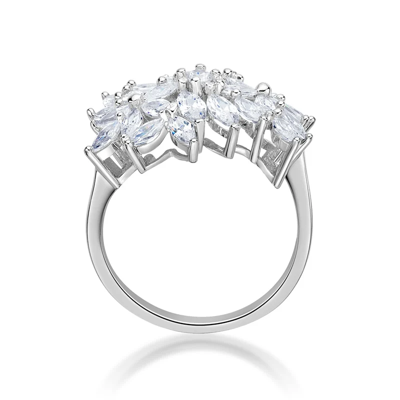 Классическое женское кольцо с цветком из серебра 925 пробы для свадьбы помолвки