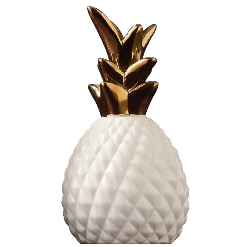 

Nordic White/Golden Ceramic Pineapple Miniature Figurine Fruit Model Statues Tabletop Crafts Home Decoration Accessories