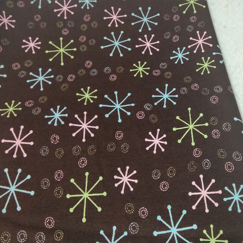 

100% Plain Cotton Christmas Brown Colorful Snowflakes Cotton Fabric Printed Cotton Fabric 50x105cm Check Fabric Patchwork