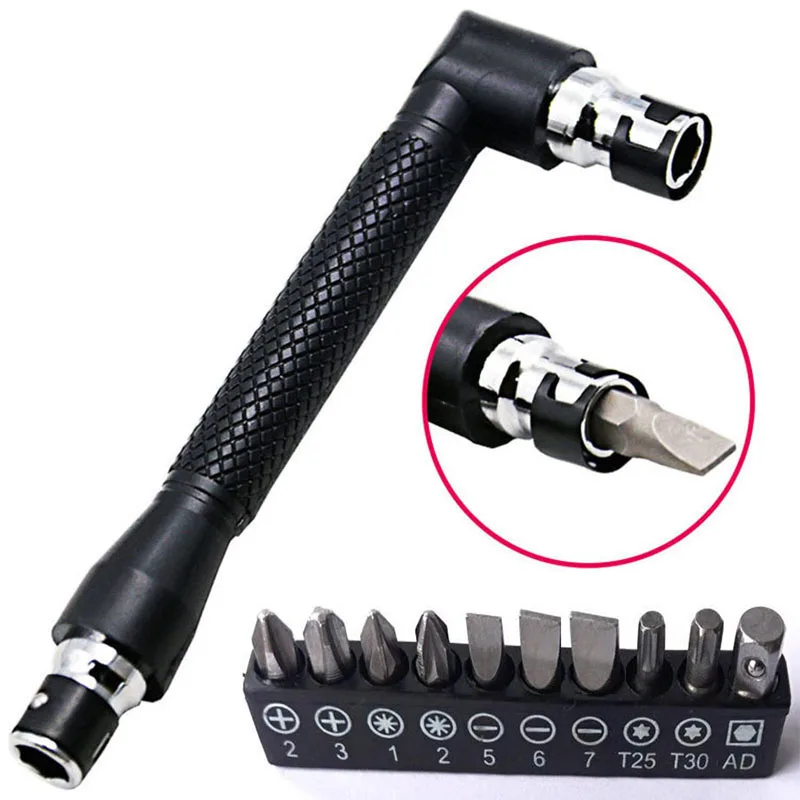 

1/4" 6.35mm Screwdriver Bits Key Utility Tool， Dual Head L-shaped Mini Socket Wrench， Screwdriver Bit Drill Set