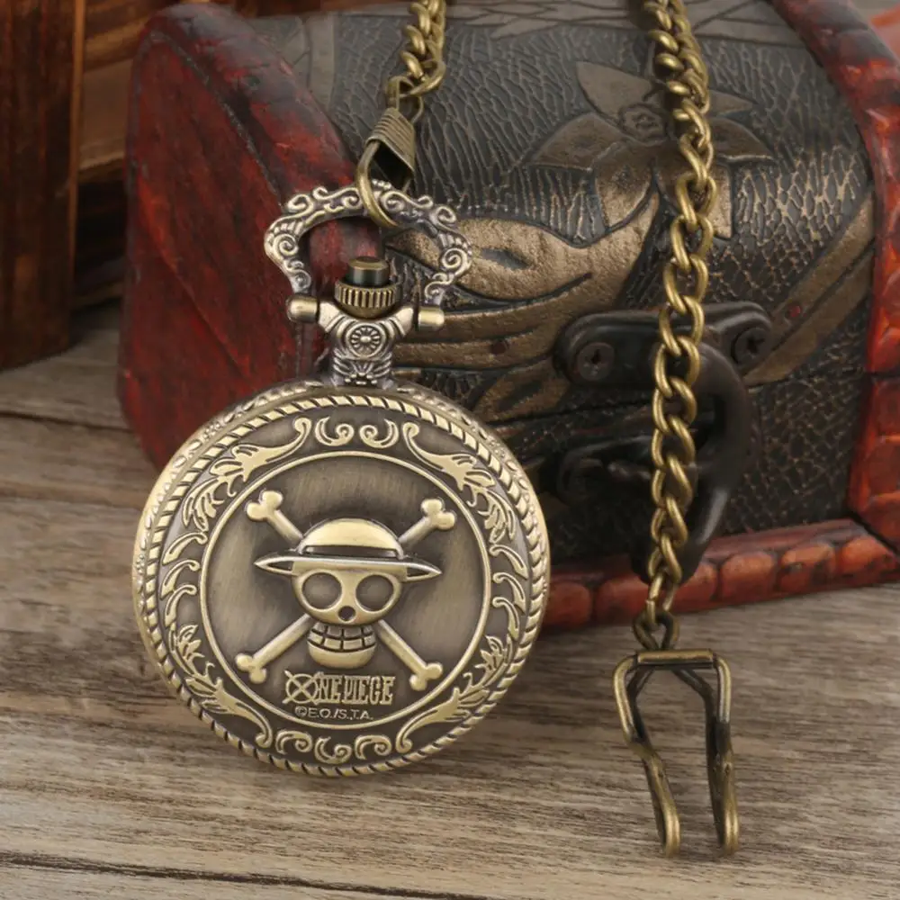 Винтажные Однокомпонентные карманные часы с бронзовым пиратским черепом