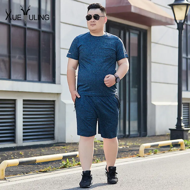 

Oversize men's short sleeve shorts fashionable fat man sports suit plus oversize quick drying breathable fitness suit