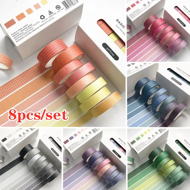 

8 шт./корт. В форме сетки «сделай сам» для скрапбукинга для дневника Washi деликатная декоративная полноцветная Васи-лента канцелярская лента