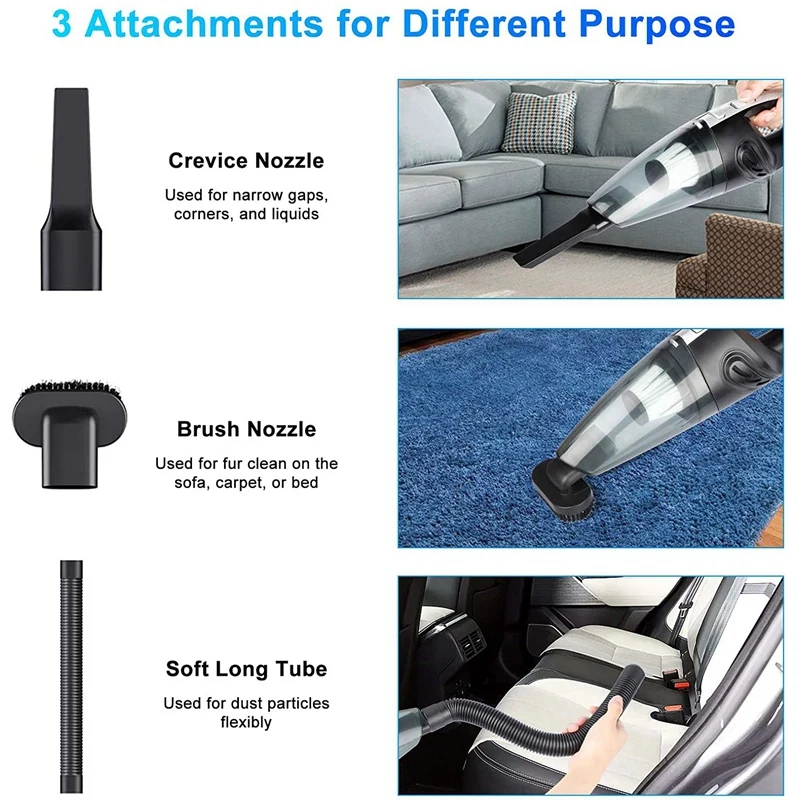 Portable Cordless Handheld Vacuum Strong Suction Powerful USB Rechargeable Lightweight Vac Wet Dry Cleaner | Бытовая техника