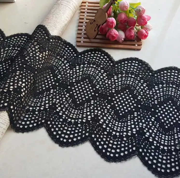1 метр черная эластичная кружевная лента с вышивкой эластичное кружево отделка