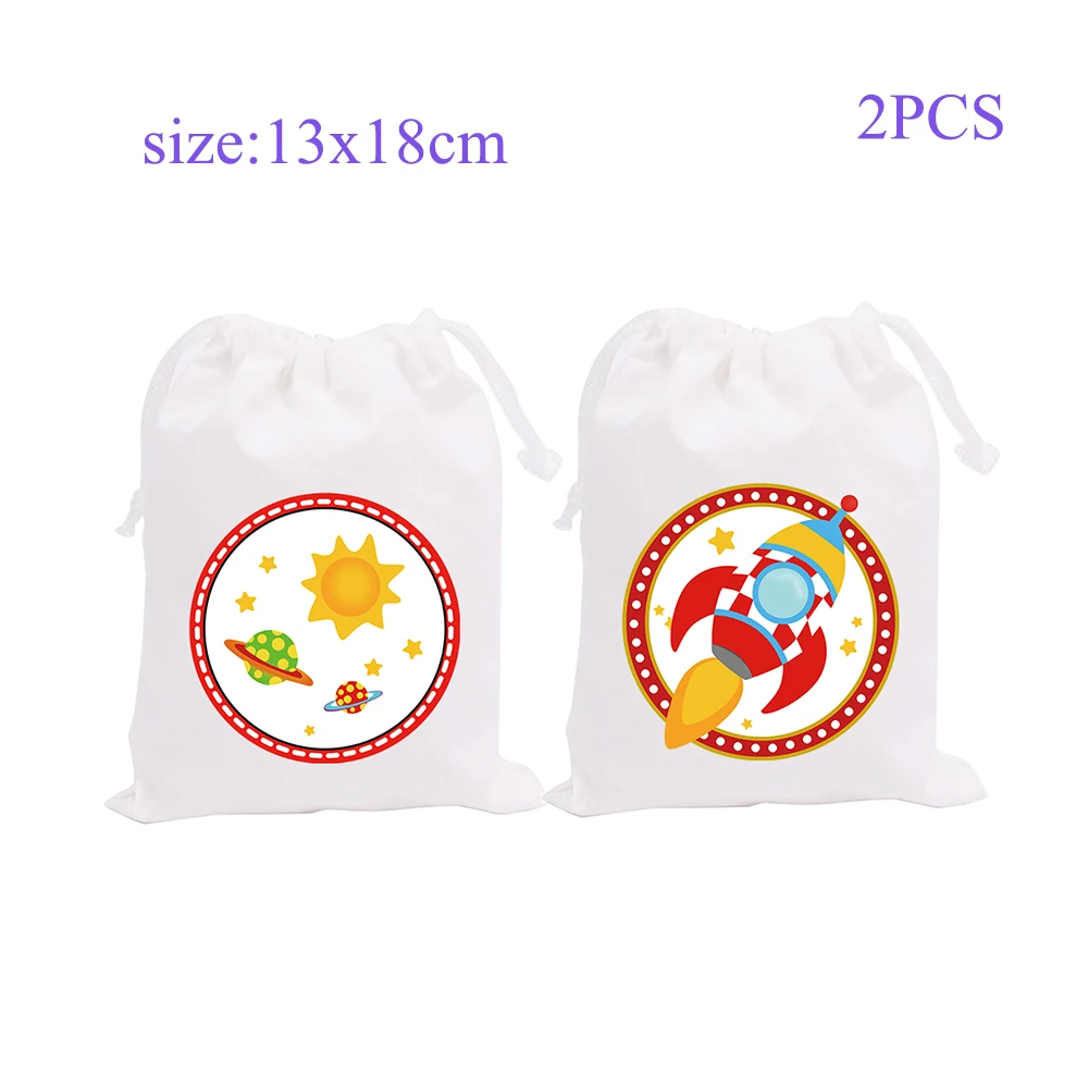 bags D 2PCS Космос астронавт вечерние принадлежности приглашения подарочная коробка баннер соломенная Подарочная сумка торт Топпер бутылка для воды День рождения украшения - Цвет: bags D 2PCS