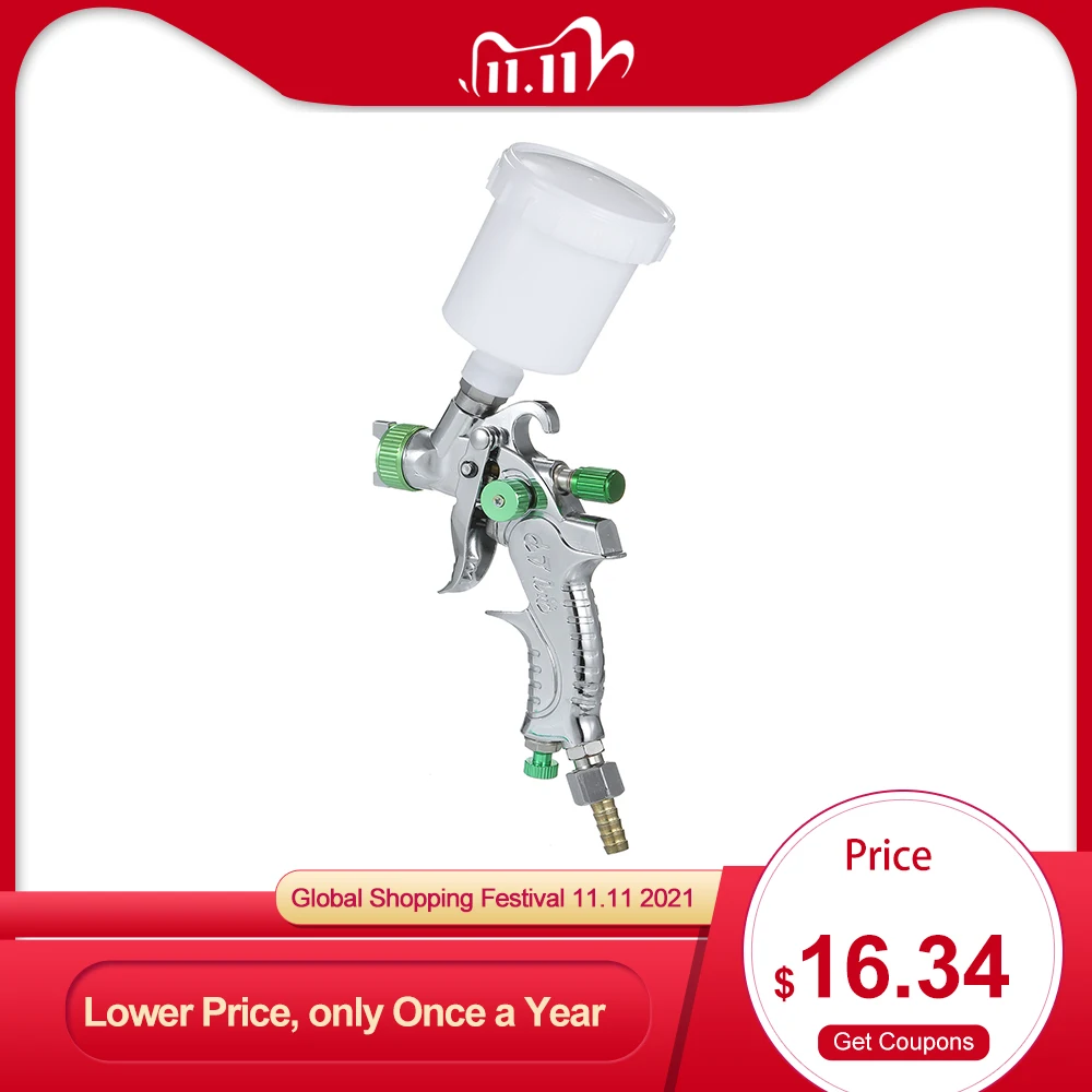 

TE2006 гравитационный подающий воздушный мини-распылитель, краскопульт с чашкой 100 мл из нержавеющей стали, сопло 1,0 мм для покраски автомобиль...
