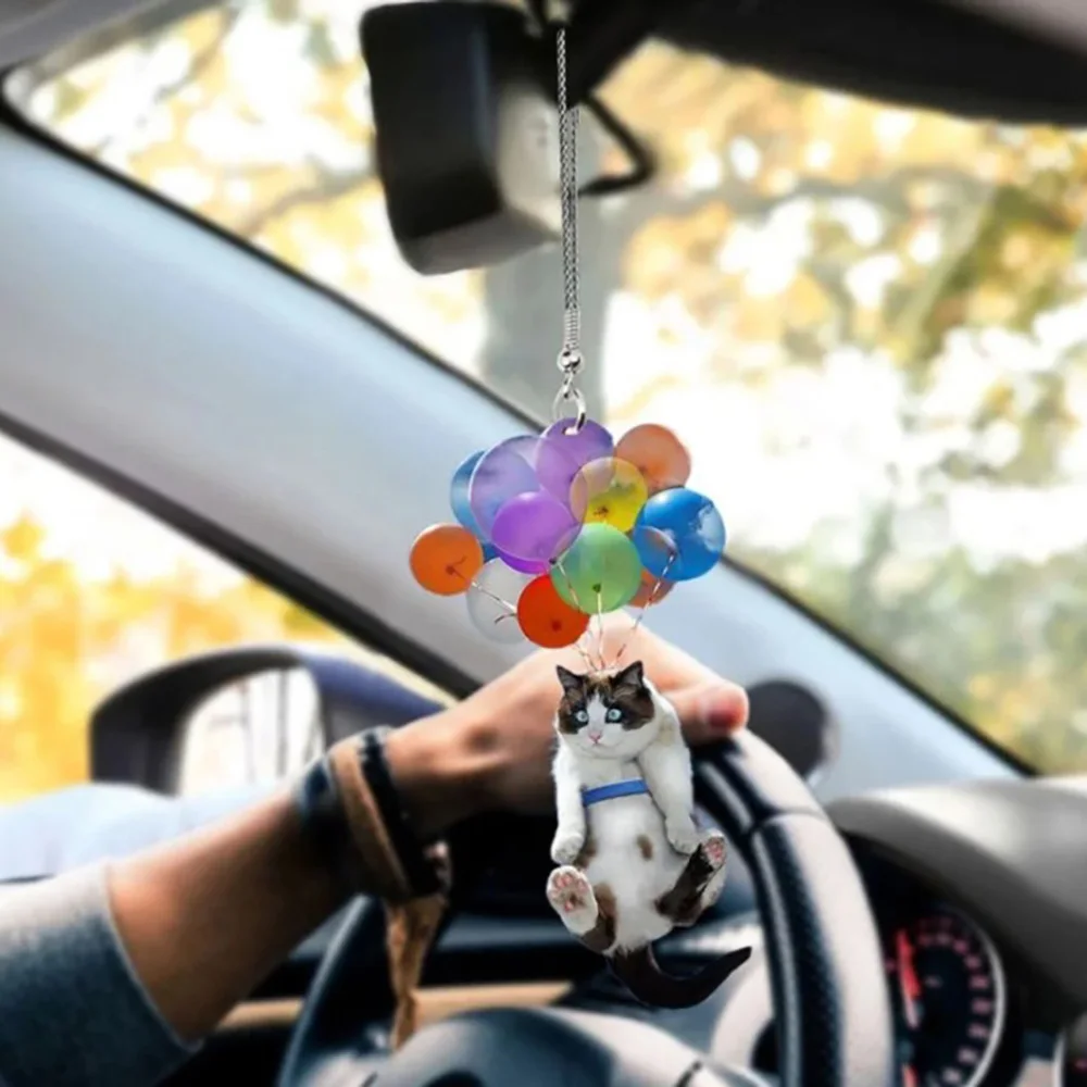 Cat Car Hanging Ornament with Colorful Balloon Interior Decor Home Decoration | Автомобили и мотоциклы