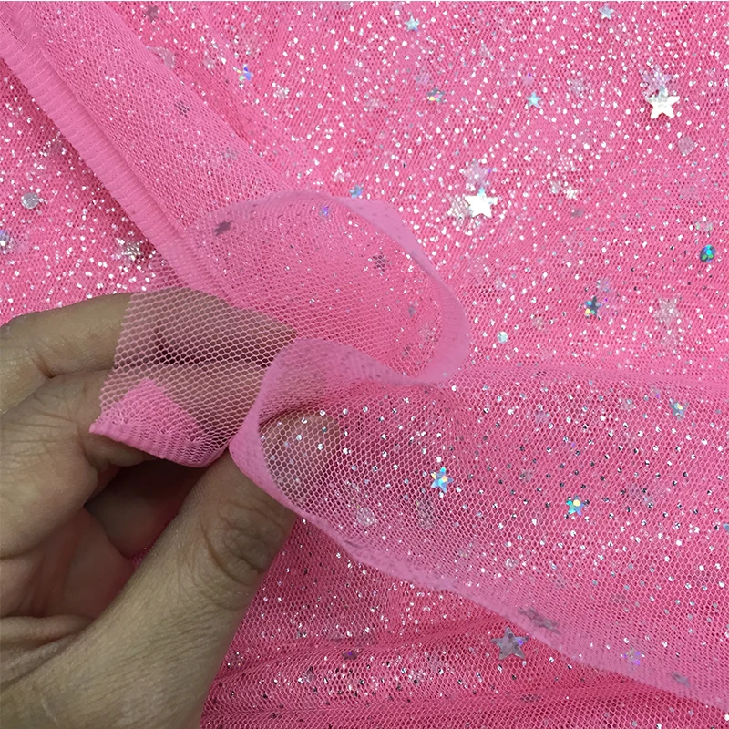 Цветная фольгированная ткань с блестками в стиле звезд и луны мягкое тонкое