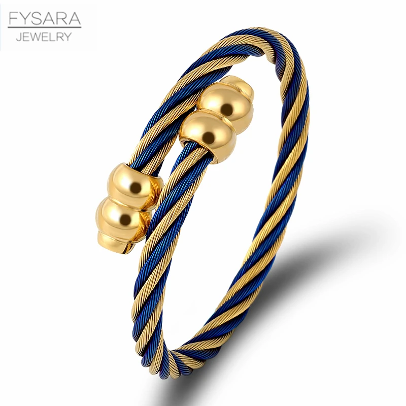 FYSARA панк твист провод браслеты и для женщин мужчин ногтей браслет из нержавеющей