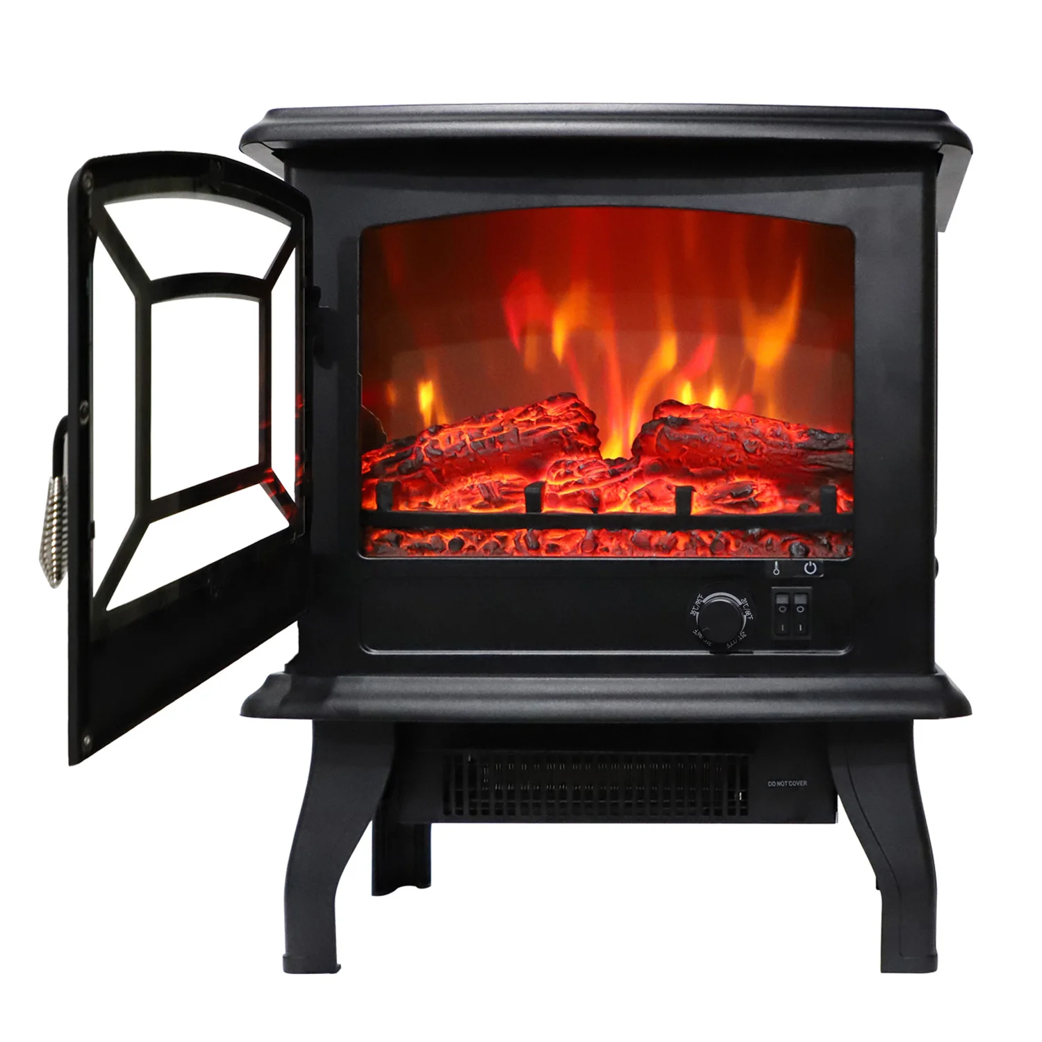 

ZOKOP 17inch 1400w Freestanding Fireplace Fake Wood, Single Color, Heating Wire, A Rocker Flame Switch Button, a Rocker Heating