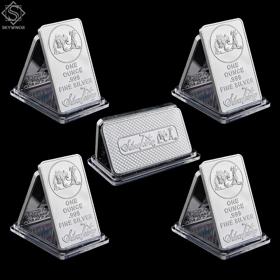 

5 шт., американский проявитель, отличное развитие западной части США, 1 унция, точная копия серебряных слитков 999 пробы