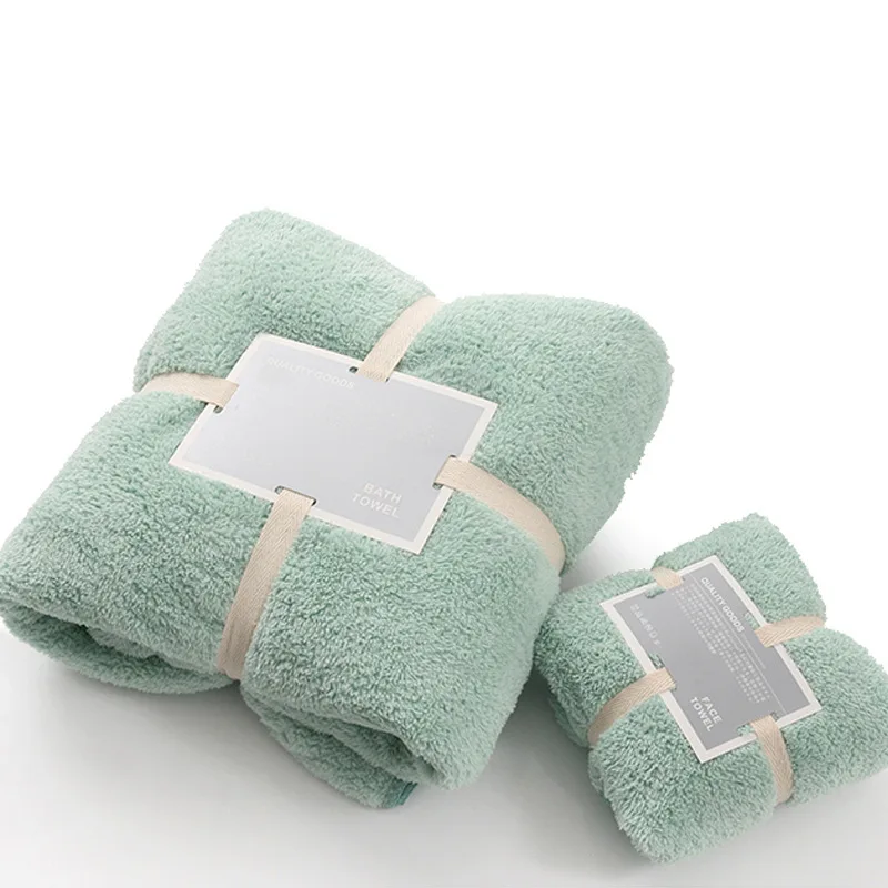Super Absorbent Coral Fleece Towel Two-piece Sets Adult Children Soft Towels Bathroom Quick-drying Bath | Дом и сад