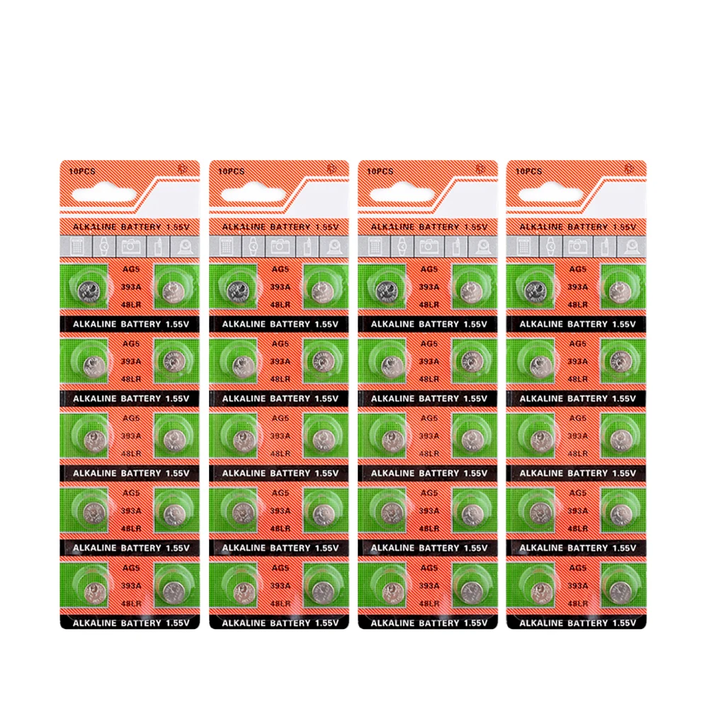 AG5 393 SR754W SR48 Щелочная монетная Cell кнопочные батареи 1 55 в для часов 40 шт. LR754 G5A 193 48 393A