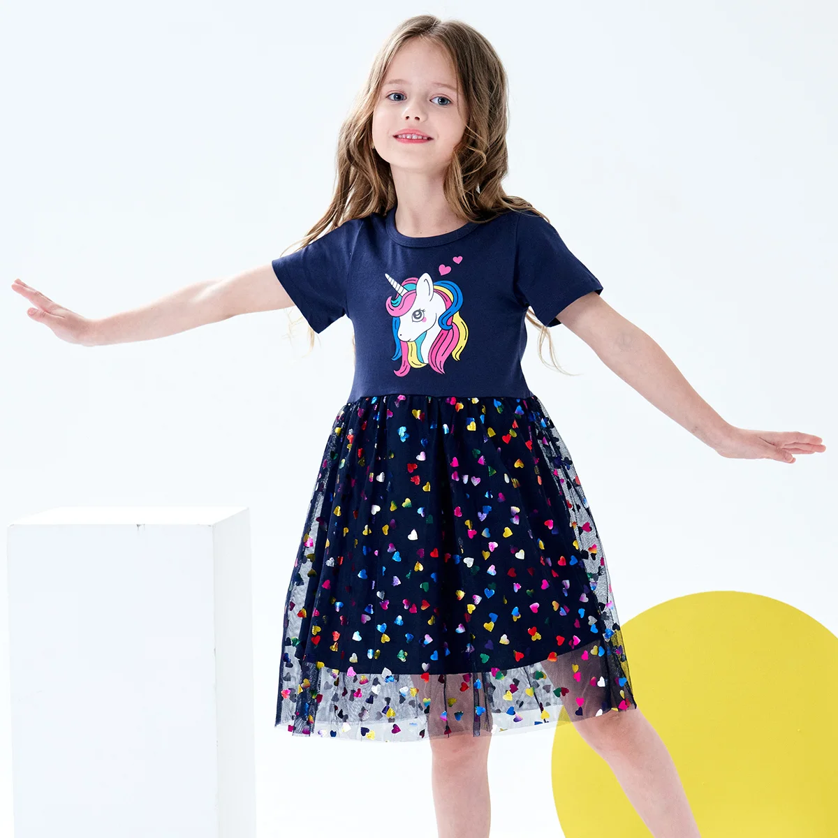 2021 Summer Girl Dress Children Costume Princess Birthday Clothing Unicorn Light Tulle Dresses 2/3/4/5/6/7/8/9 Yrs Kids Clothes | Детская