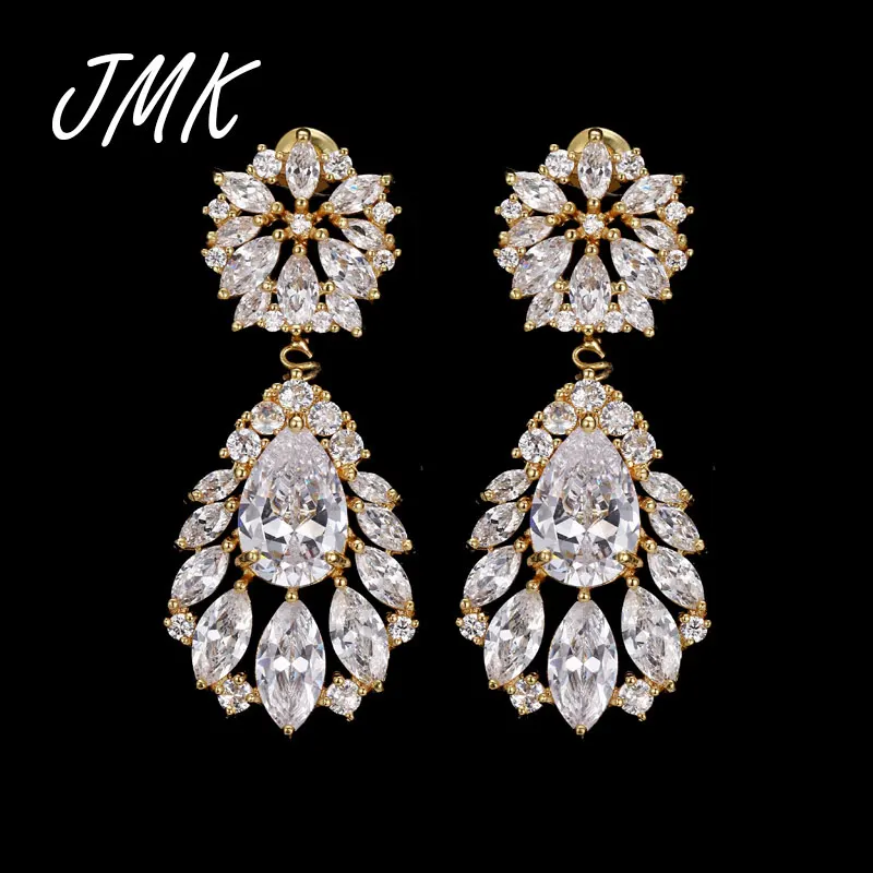 

JMK роскошная люстра AAA циркониевые висячие серьги с большим драгоценным камнем Длинная подвеска ювелирные изделия для женщин свадебный под...