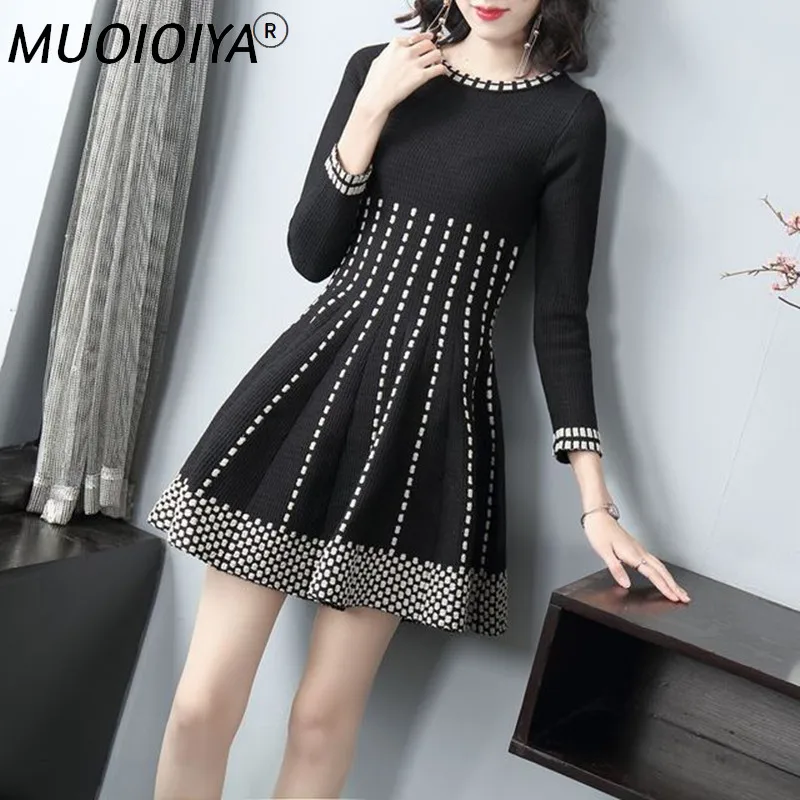

Knitted Sweater Dress Women Wool Ladies Pullover Sweater Dress Female Winter Autumn Vintage A-line Long Sleeve Casual Vestidos