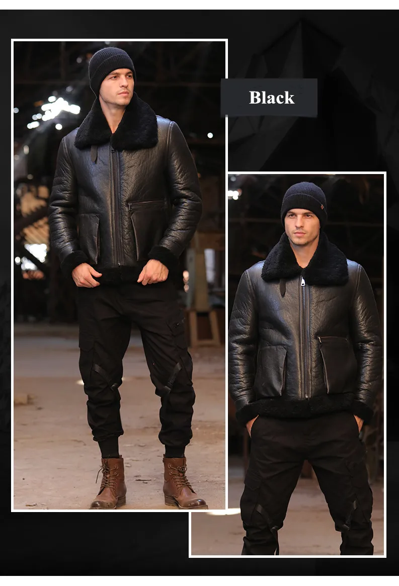 Пальто с мехом Для Мужчин's Shearling куртка B3 летная куртка короткой меховой кожаный жакет импортируется из шерсти из Австралии Для мужчин из овчей солнцезащитные очки-авиаторы