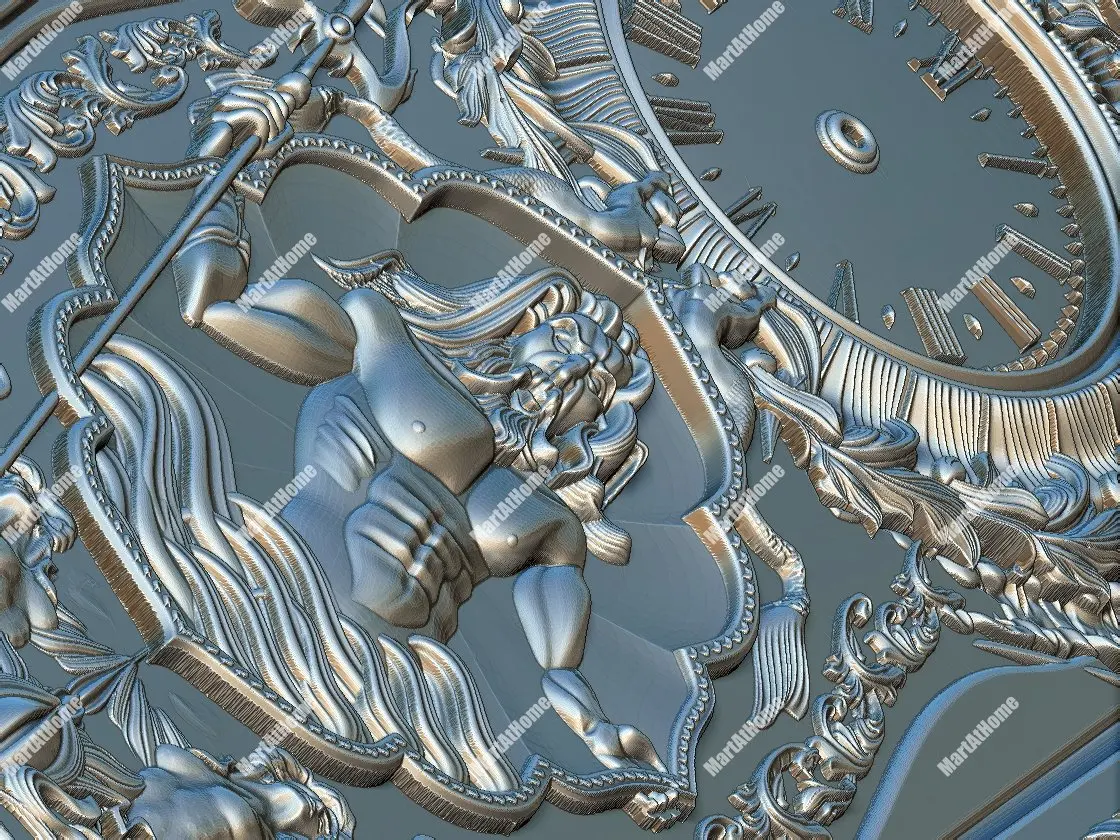 Нептун настенные часы шаблон 3D STL модель для ЧПУ маршрутизатор гравировка и