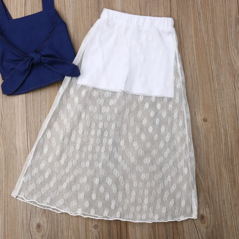 Модный детский нагрудник жилет для девочек укороченные джинсовые топы с бантом