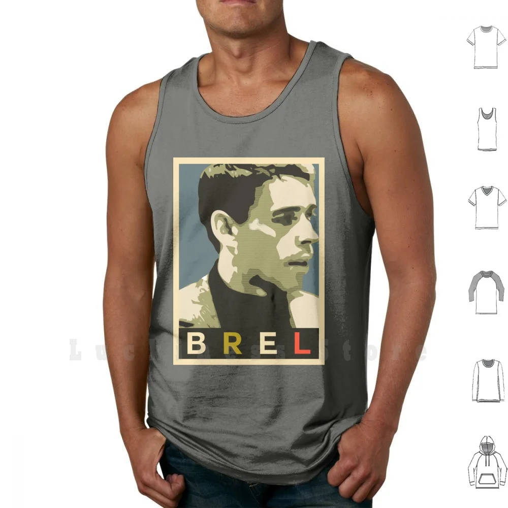 Майки Jacques Brel жилет без рукавов Chanson Singer Music поп французская Франция Бельгия