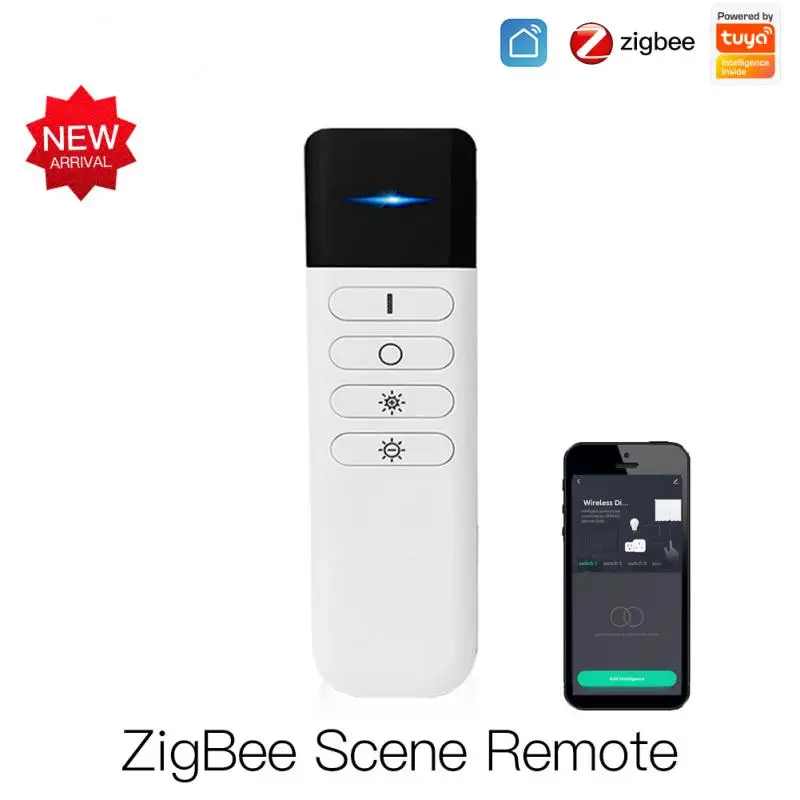 

Tuya ZigBee Smart Dimming + Wireless Scene Switch Wireless Scene Controller Switchable 4-key Dimming Works With ZigBee Gateway