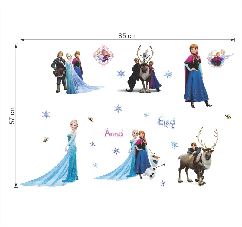 

Disney Frozen Toys Elsa And Anna Waterproof Children Bedroom Accessories Decoration Pusheen wall door Sticker Pegatinas