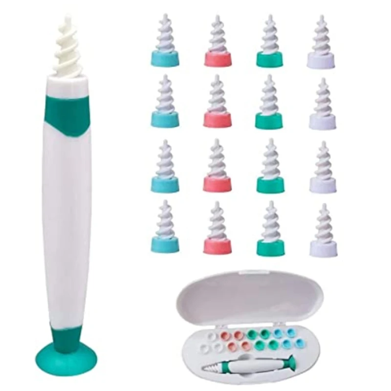 

Ear Cleaner with 16 Replacement Heads Suction Cup Spiral Earwax Removal Tool Set