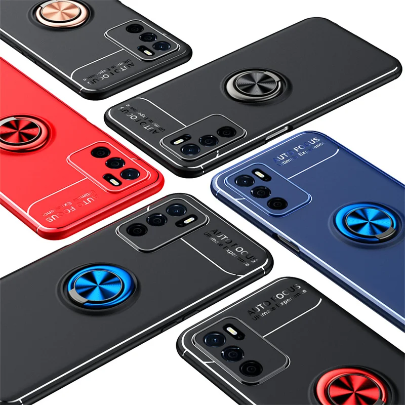 For OPPO A16 Case For OPPO A16 Cover Phone Bumper TPU Soft Ring Magnetic Shockproof Holder For Cover OPPO A54S A16S A16 Fundas