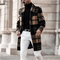2021 autumn and winter european and american mens fashion leisure plaid wool coat medium and long coat coat