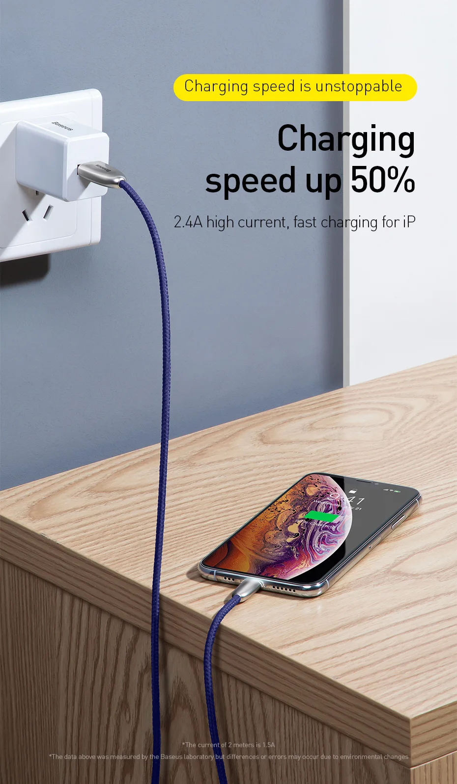 Светодиодный светильник Baseus, usb-кабель для зарядки iPhone xs max xr 8 7 6s plus 11 ipad pro, кабель для быстрой зарядки apple, светильник ning, 2 м
