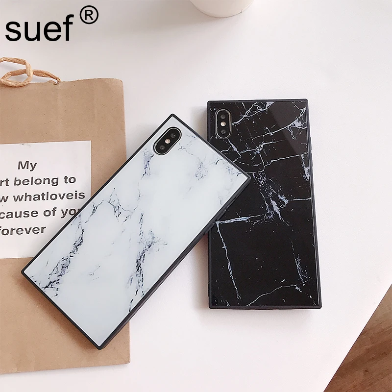 Suef чехол с мраморной текстурой для iPhone 8 роскошный гранитный камень квадратный