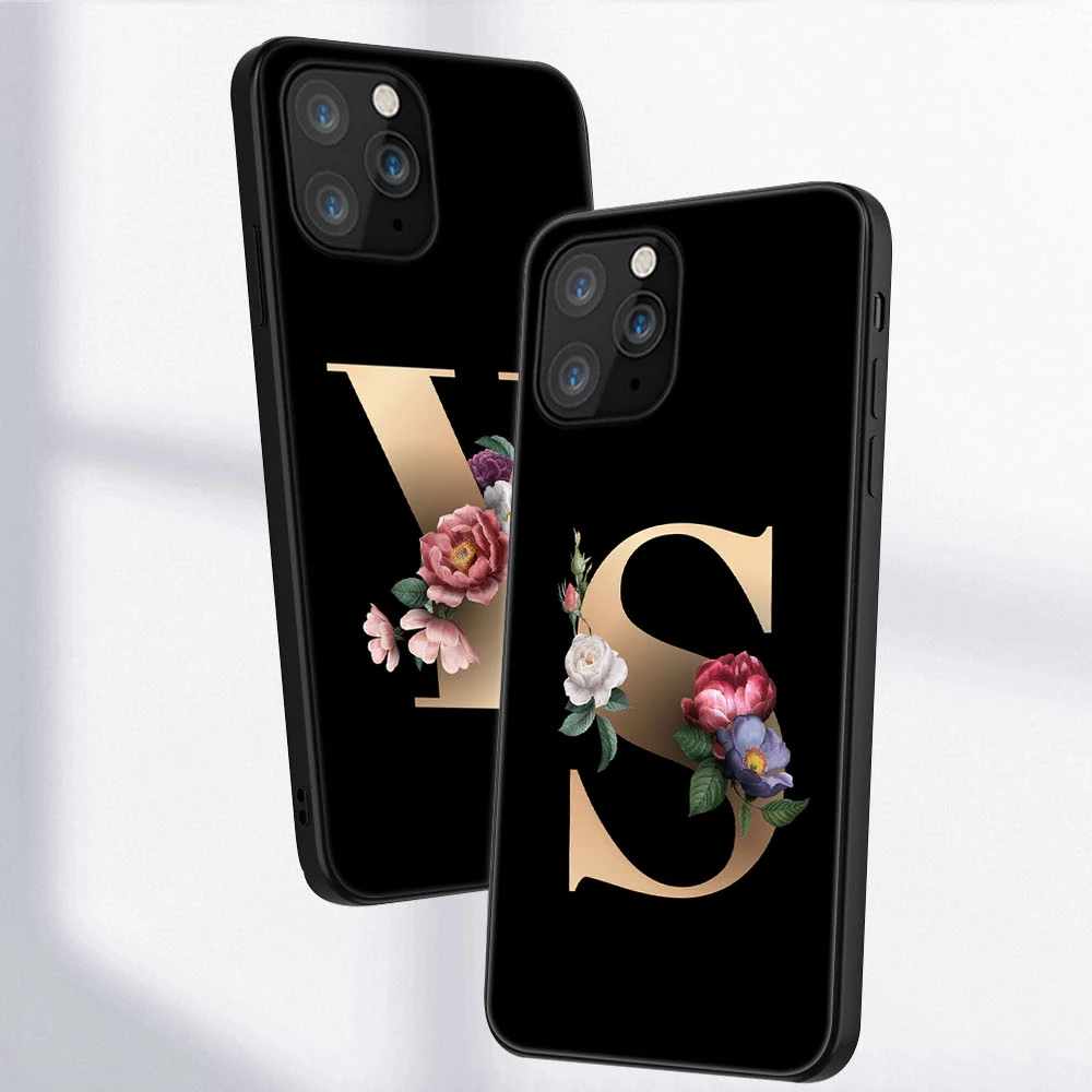 

Initial Name Case For iPhone 11 12 Pro Max Mini Back for iPhone X XR XS MAX 7 8 6S Plus 5S SE 2020 Soft Silicone TPU Phone Funda