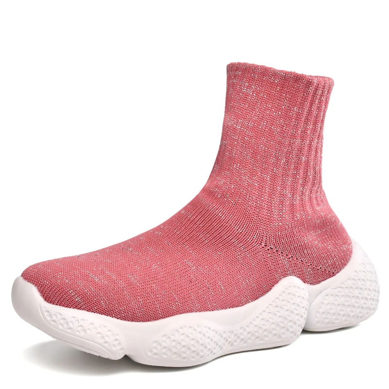 New Fashion High Top Sock Sneakers Girls Breathable Casual Flying Weaven Toddlers Boys Shoes Kids Outdoor Sports Running Trainer
