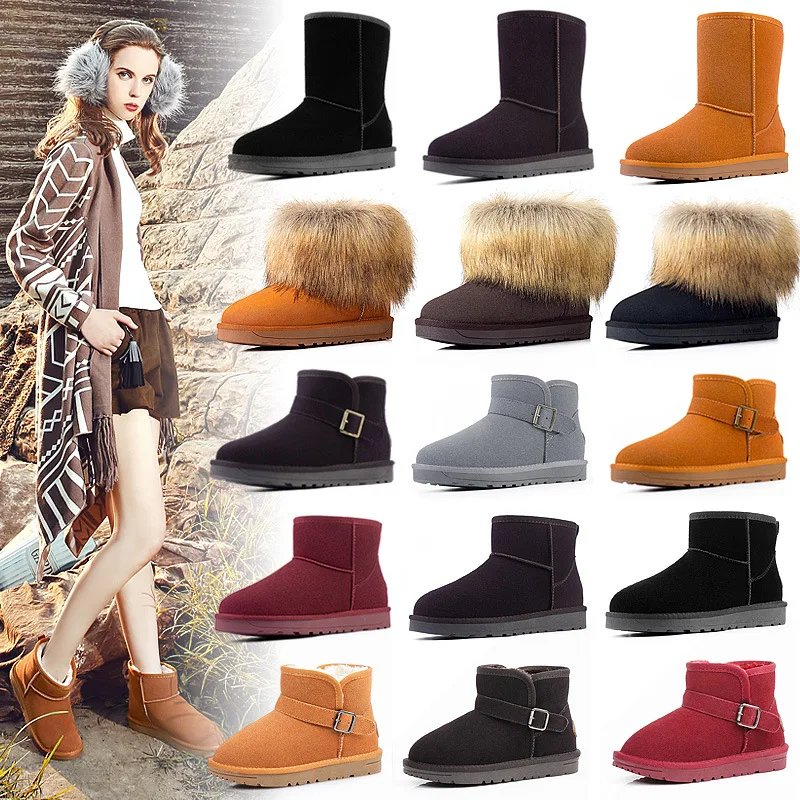 Женские ботинки из натуральной кожи Зимние ботильоны теплые короткие женские