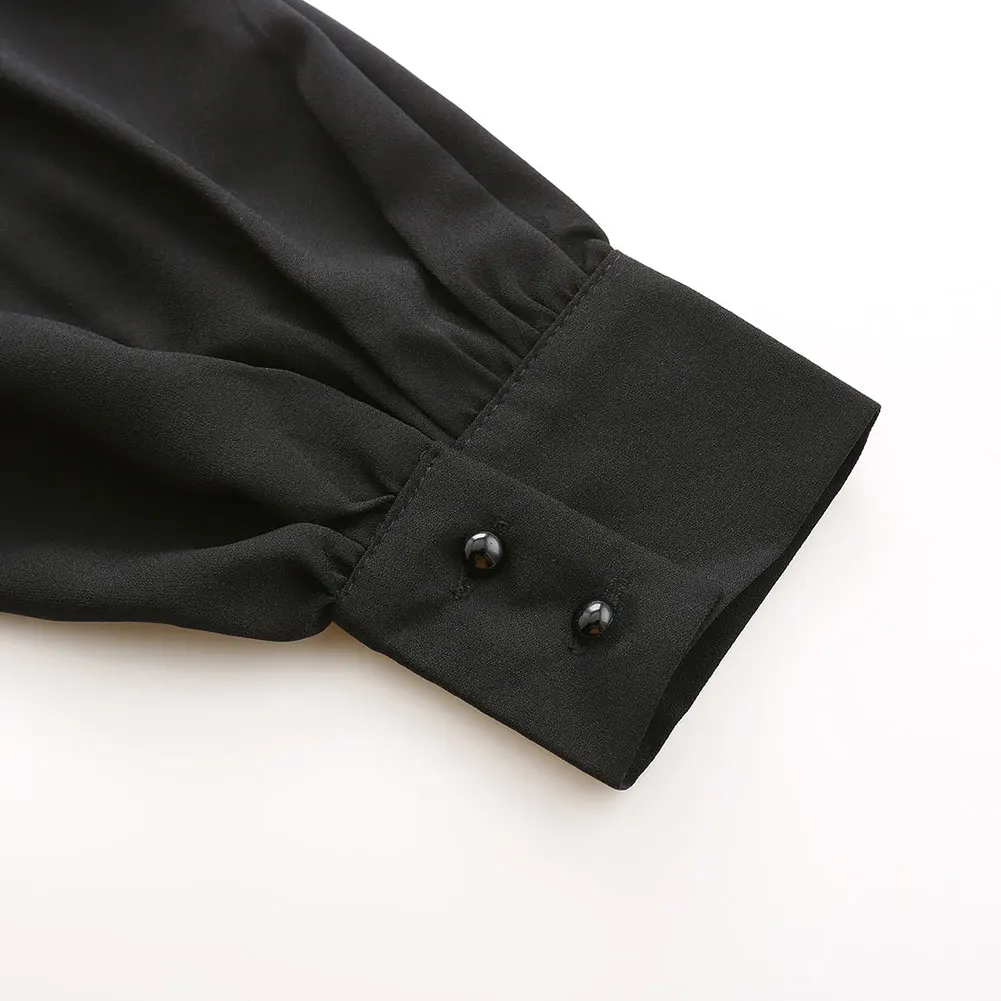 Женское платье трапециевидной формы однотонное офисное с бантом и длинным