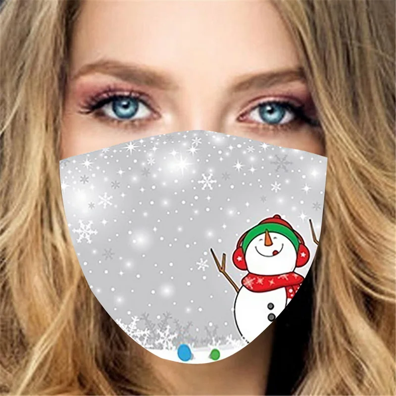 

Adult Unisex Christmas Printed Facemask Dustproof Breathable Cycling Pocket Mask With Filter Washable Reuse Face Mask Windproof