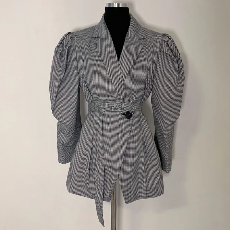 Mozuleva Весенняя рабочая одежда клетчатые женские блейзеры на одной пуговице с