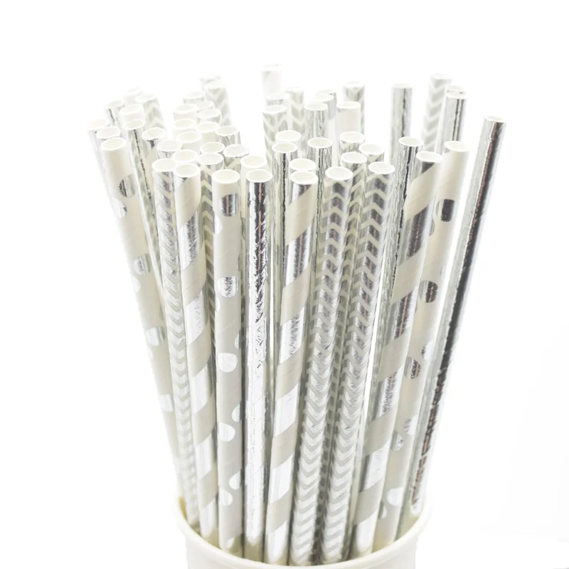 25pcs MIXSliver 25 шт. «Рассвет Справедливости» Золотое Сердце Звезда фольга полосатая бумага соломинки Рождественское украшение для вечеринки счастливые новогодние поставки вечерние блага - Цвет: 25pcs MIXSliver