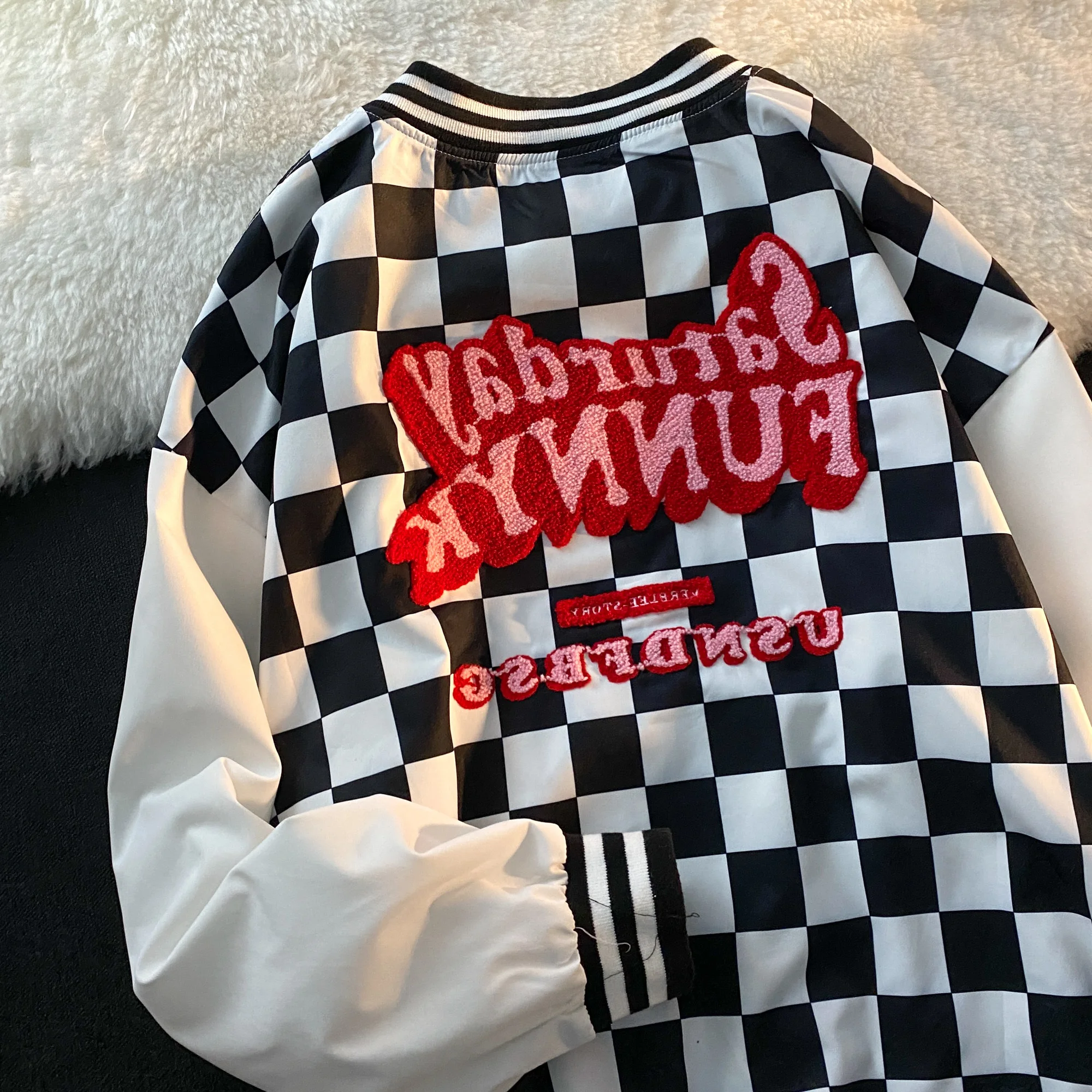 

Korean Chic Streetwear Embroidery Women Jackets Vintage Harajuku Ulzzang Oversize Jacket Japanese Preppy Style Plaid Coats