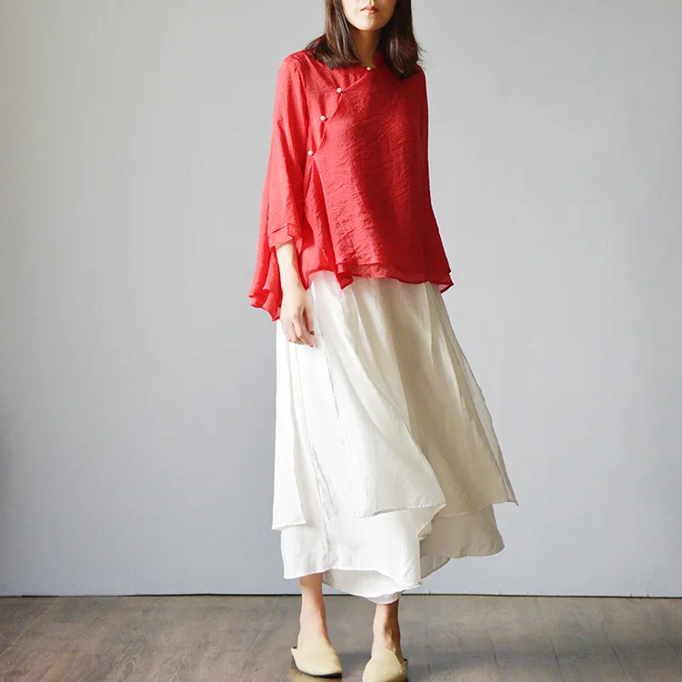 Горячая осень весна Женская Ретро Юбка Брюки повседневные китайский стиль