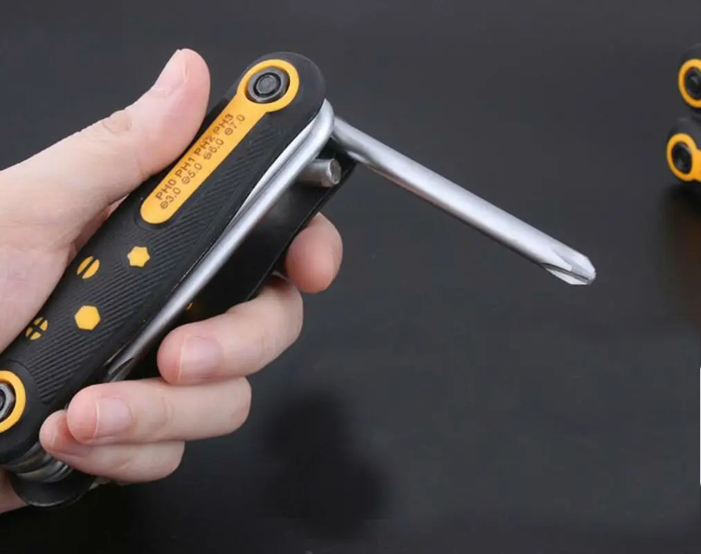 

Folding screwdriver hexagonal set portable folding 8 sets folding plum blossom wholesale Multi-size screw driver tool set