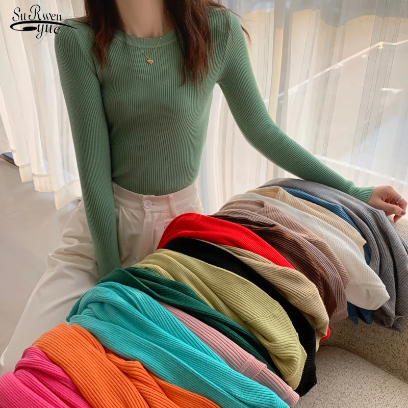 

2022 Spring Casual Sweater O-neck Knitted Pullover 18 Colors Solid Jumper Soft Sweater Fashion Women's Tops Pull Femme 17796