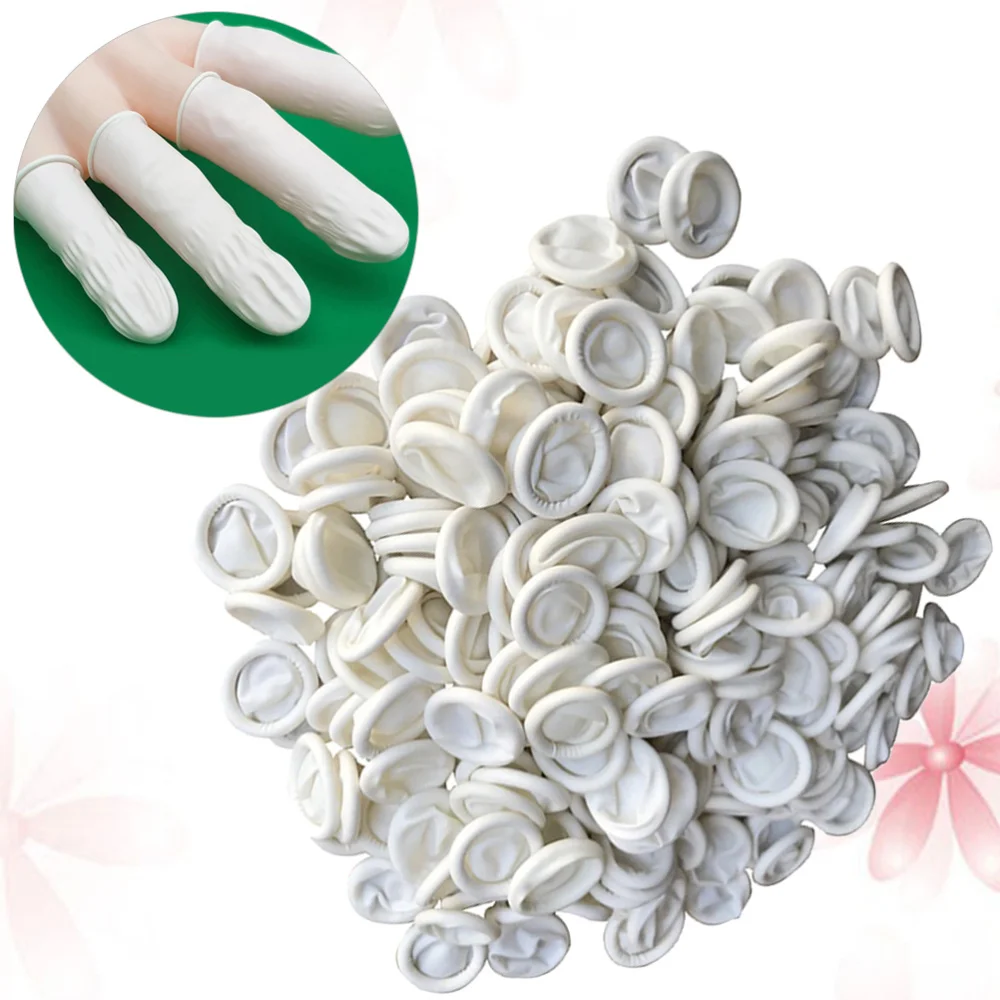 

300pcs Disposable Nail Art Finger Cots Latex Fingertips Protective Cover Small Protector DIY Manicure Tool (White)