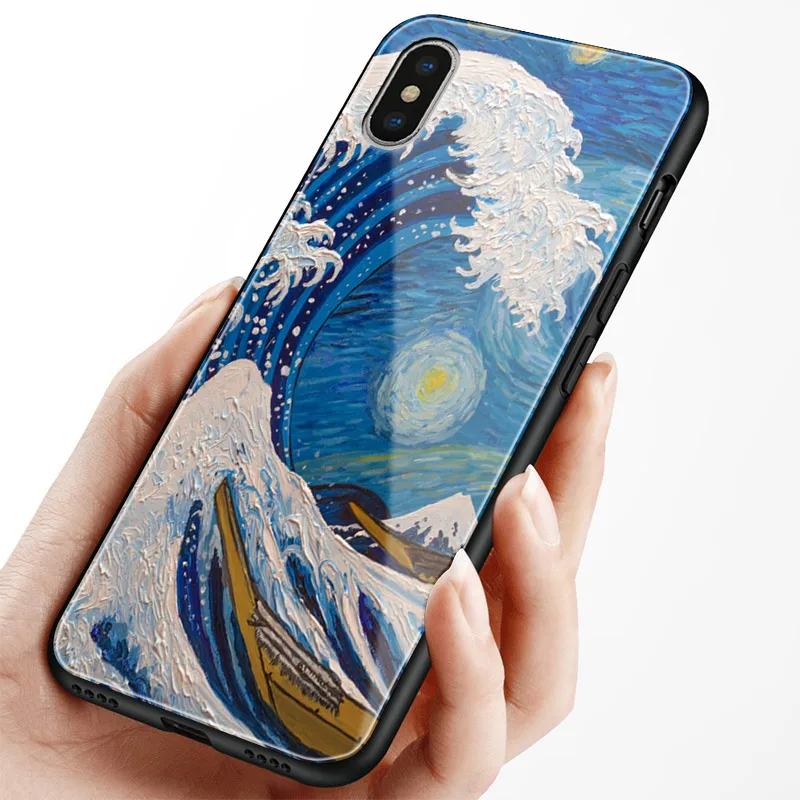 Ukiyo-e The Great Wave off Kanagawa мягкий силиконовый стеклянный чехол для телефона iPhone SE 6 6s 7 8