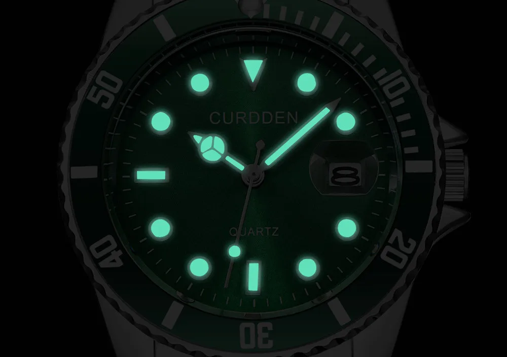 

Men Fashion Military Stainless Steel Date Sport Quartz Analog Emerald Dial Wrist Watch Gifts For Boyfriend relogio