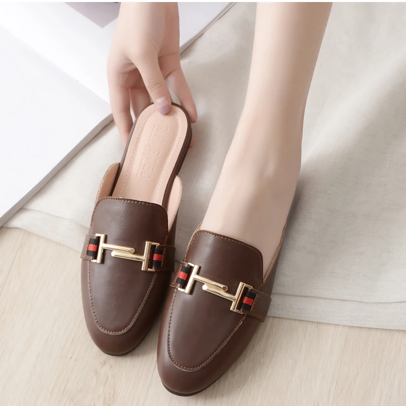 

The spring of 2021 designer shoes woman slides outdoor platform slippers square ladies mules zapatos de mujer