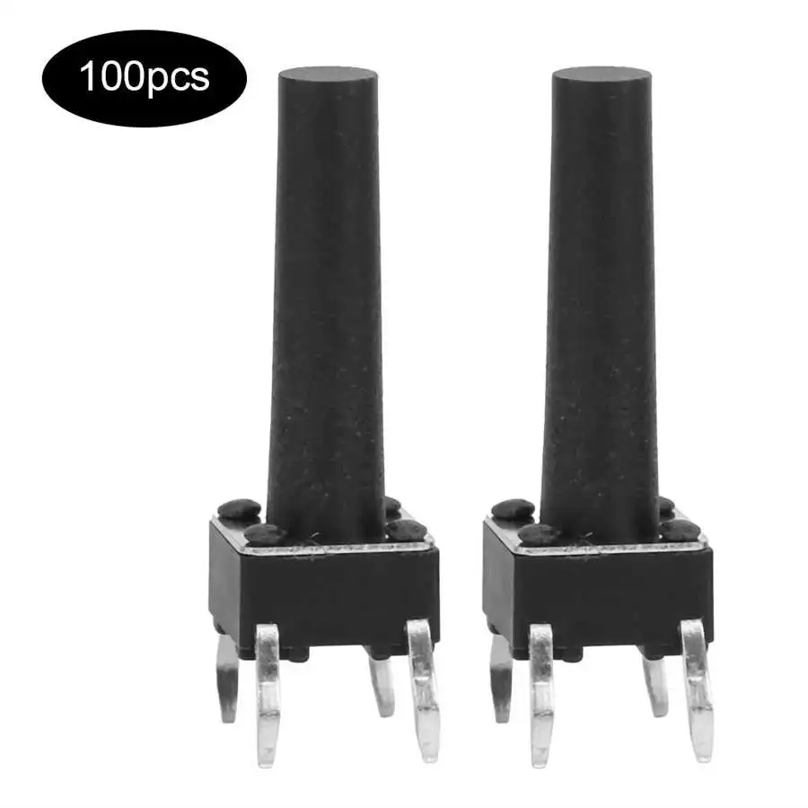 

100Pcs DC12V 50mA Plastic Momentary Tactile Button Switch Industrial Accessory 6x6x17mm High Sensitivity DIP Micro Button Switch