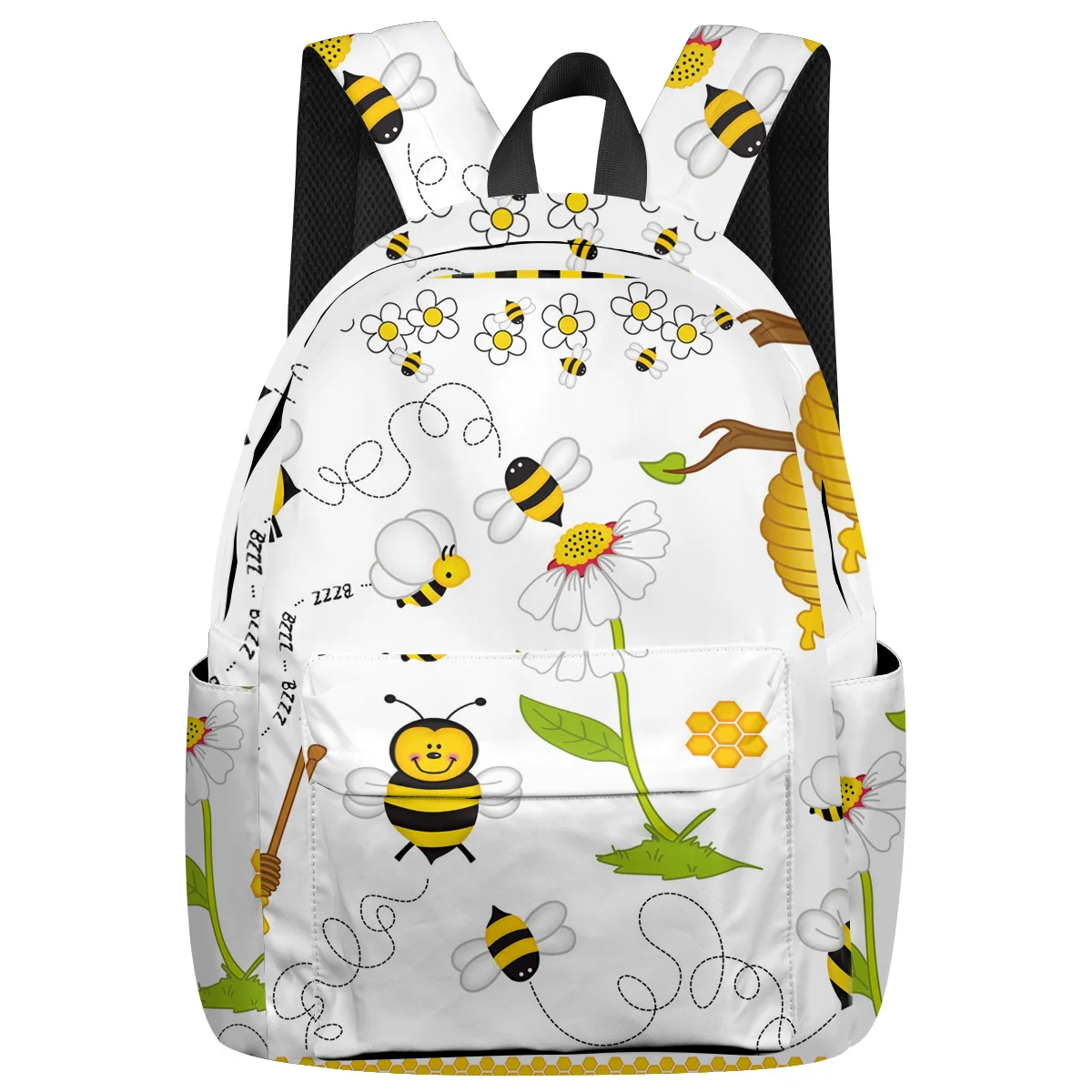 WHEREISART Bee Cartoon Backpacks Night Light Reflective College Notebook Backpack Scratch-Resistant Business Daypack | Багаж и сумки